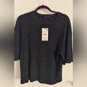 Zara Sparkling Black Short Sleeve Top